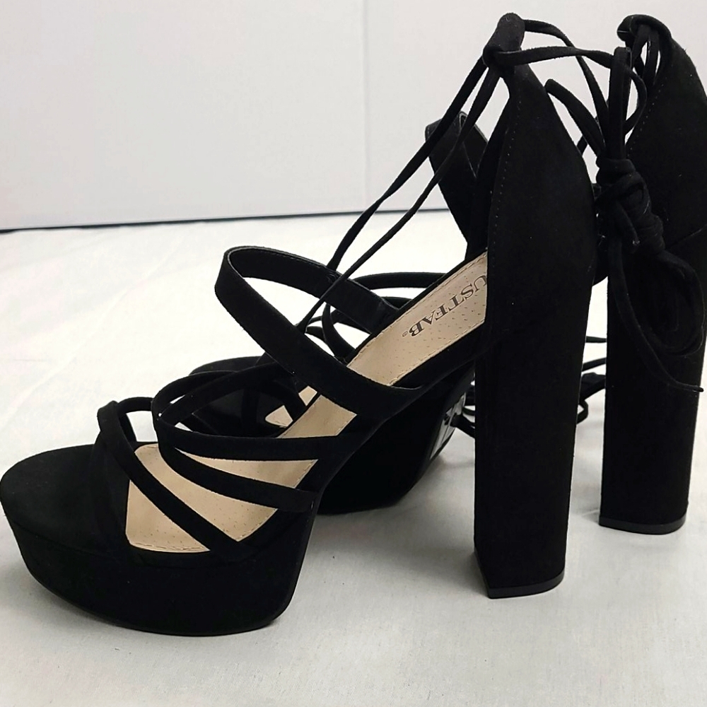 Black Lace-Up Heels